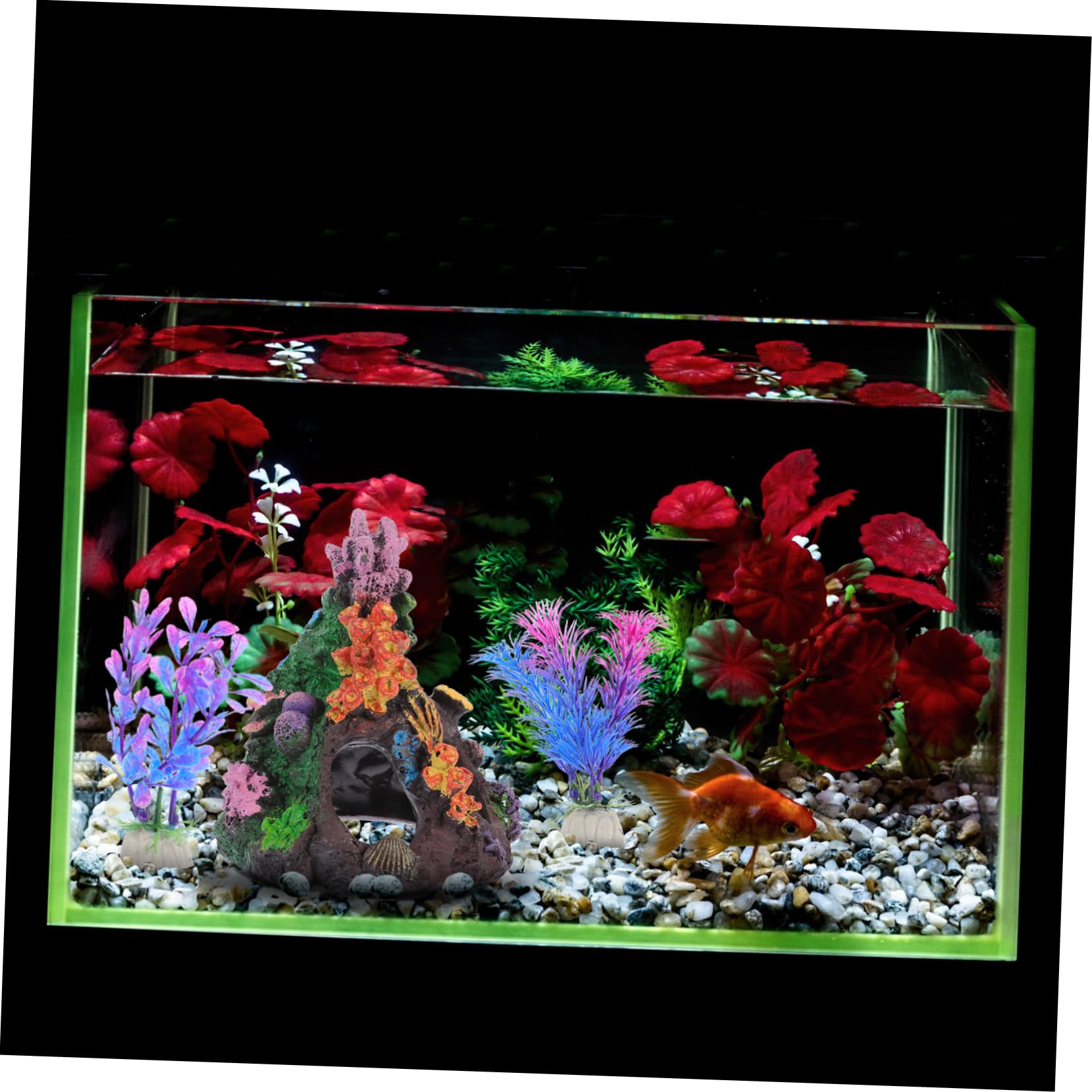 POPETPOP 4 Juegos Acuario Plantas Acuaticas Decoracion Adornos Pecera Decoración De Coral De Imitación Decoraciones De Peceras Planta Artificial Casera El Plastico 5 Piezas * 4