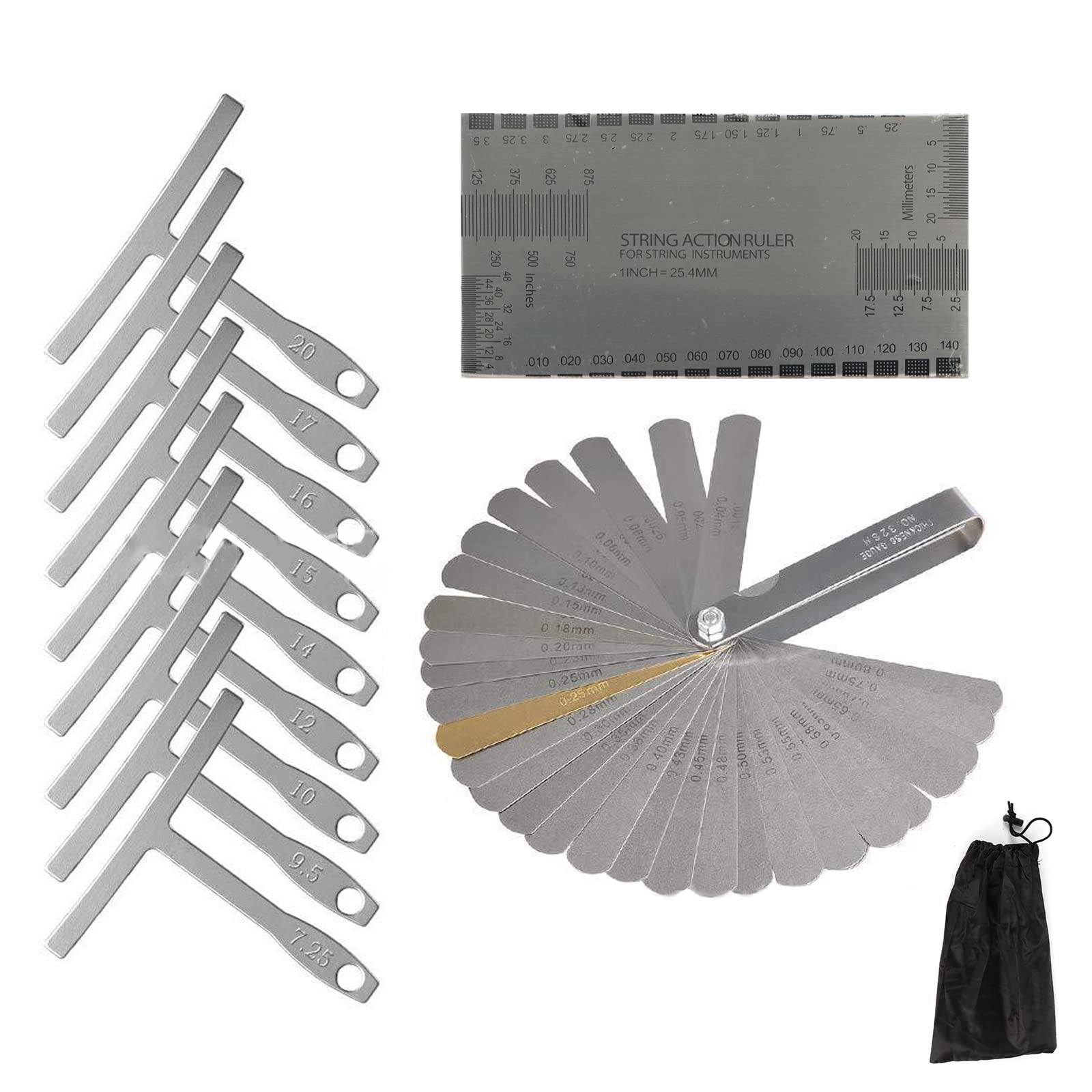 Buy KADIROSA Feeler Gauge 32 Blade Stainless Steel Gap Measuring Tool, 9 Understring Radius