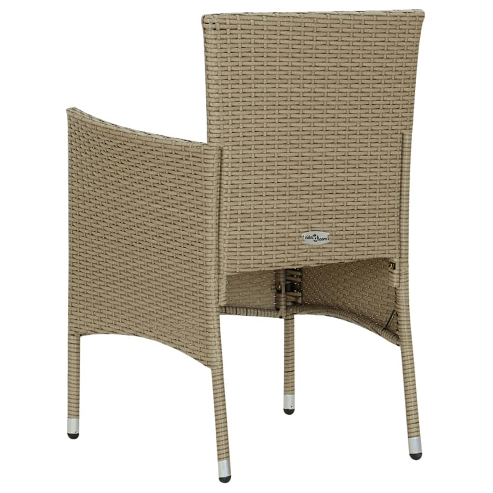 Juego de 4 sillas de jardín con cojín, sillas de jardín, sillas de ratán, sillas de jardín, muebles de balcón, resistentes a la intemperie, terraza, balcón, 4 unidades, polirratán, beige
