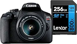 Câmera Digital Canon EOS Rebel T7+ S18-55 IS II BR kit com Cartão de Memória Lexar Blue 256GB