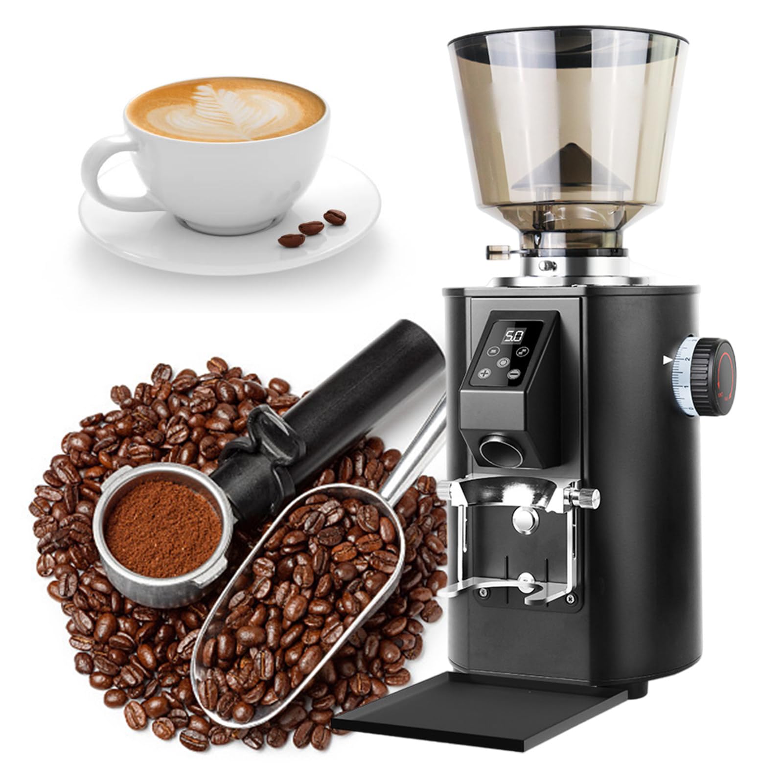 Molinillo de Café Eléctrico de Cocina – Molinillo de Café para Espresso, Café de Filtro & Prensa Francesa – con Molinillo Cónico, 9 Niveles de Molienda Black
