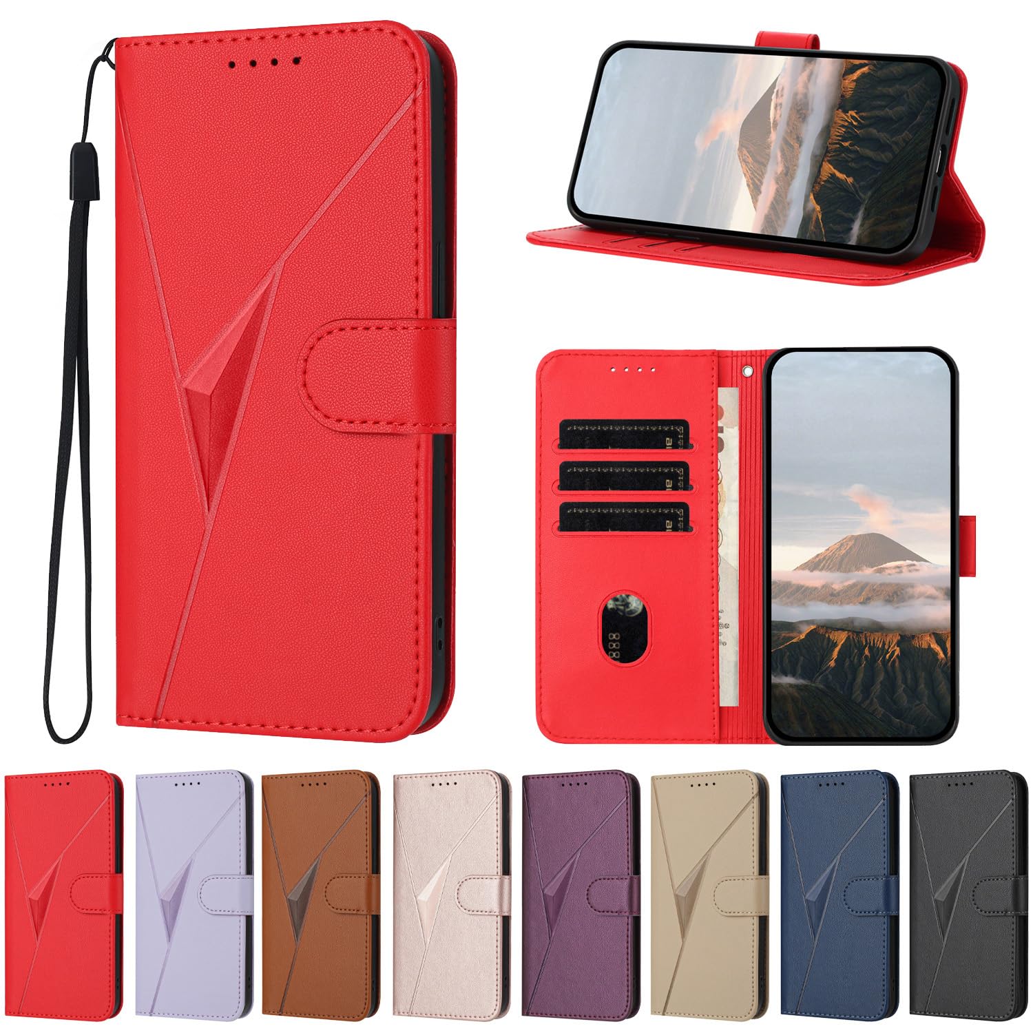 Cover Compatible with Samsung Galaxy J6 Plus J610,Compatible with Samsung Galaxy J6 Prime Magnetic Closure [PU Leather + Shell] Card Slot Flip Stand Lanyard Pink