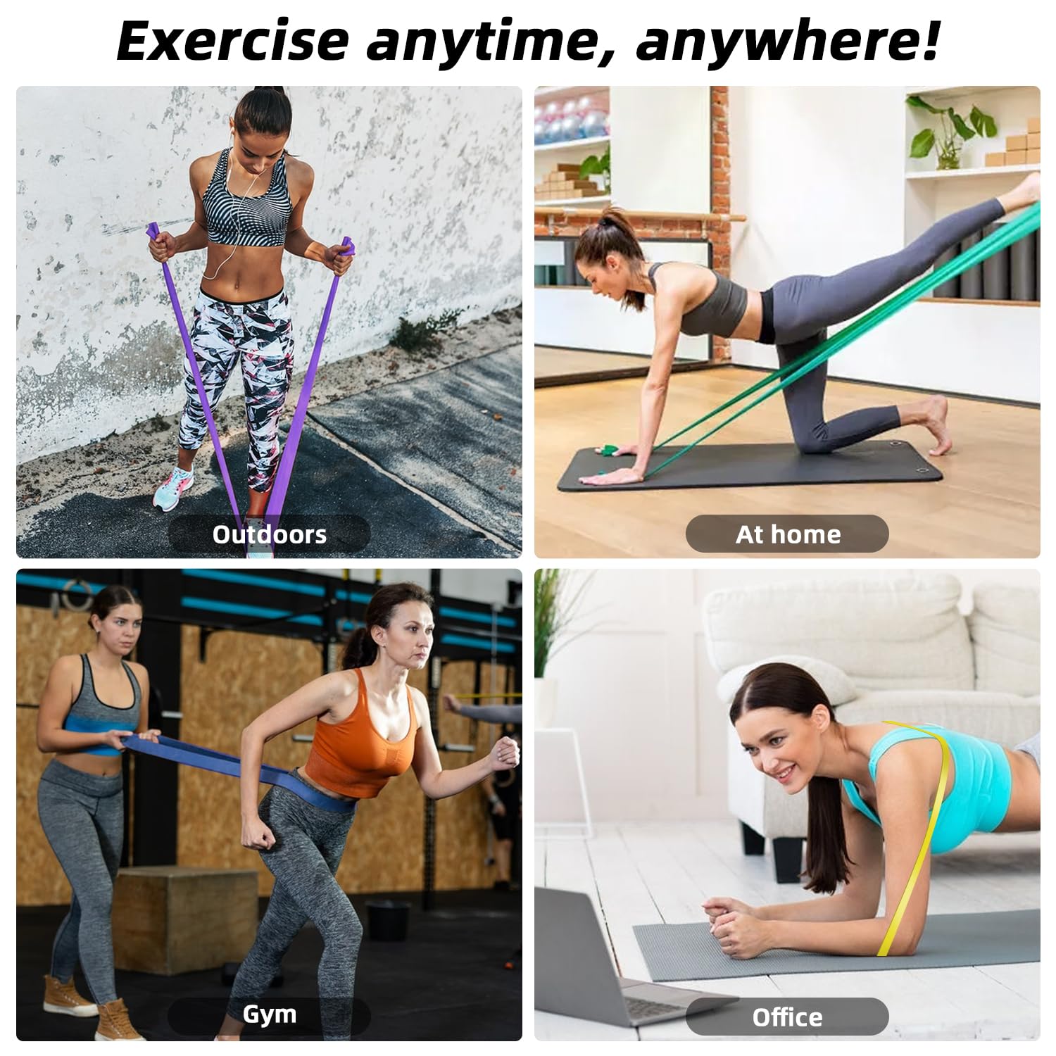 Fitness Elastikbänder mit 6 Widerstandsstufen, Widerstandsband Set mit Türanker, Fitnessbänder Widerstandsbänder, Fitnessbänder für Yoga, Pilates, Klimmzughilfe, Training, Physiotherapie