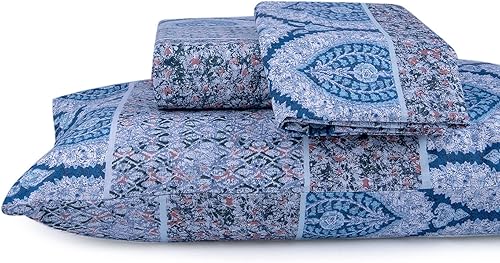 Miniatura 5 de Bahar Tekstil 100 Cotton Quilt Cover Bedding Set Papilio Cotton Duvet Cover Set of 3 Blue Lightweight Comforter Cover with Two Zippered Pillow Cases