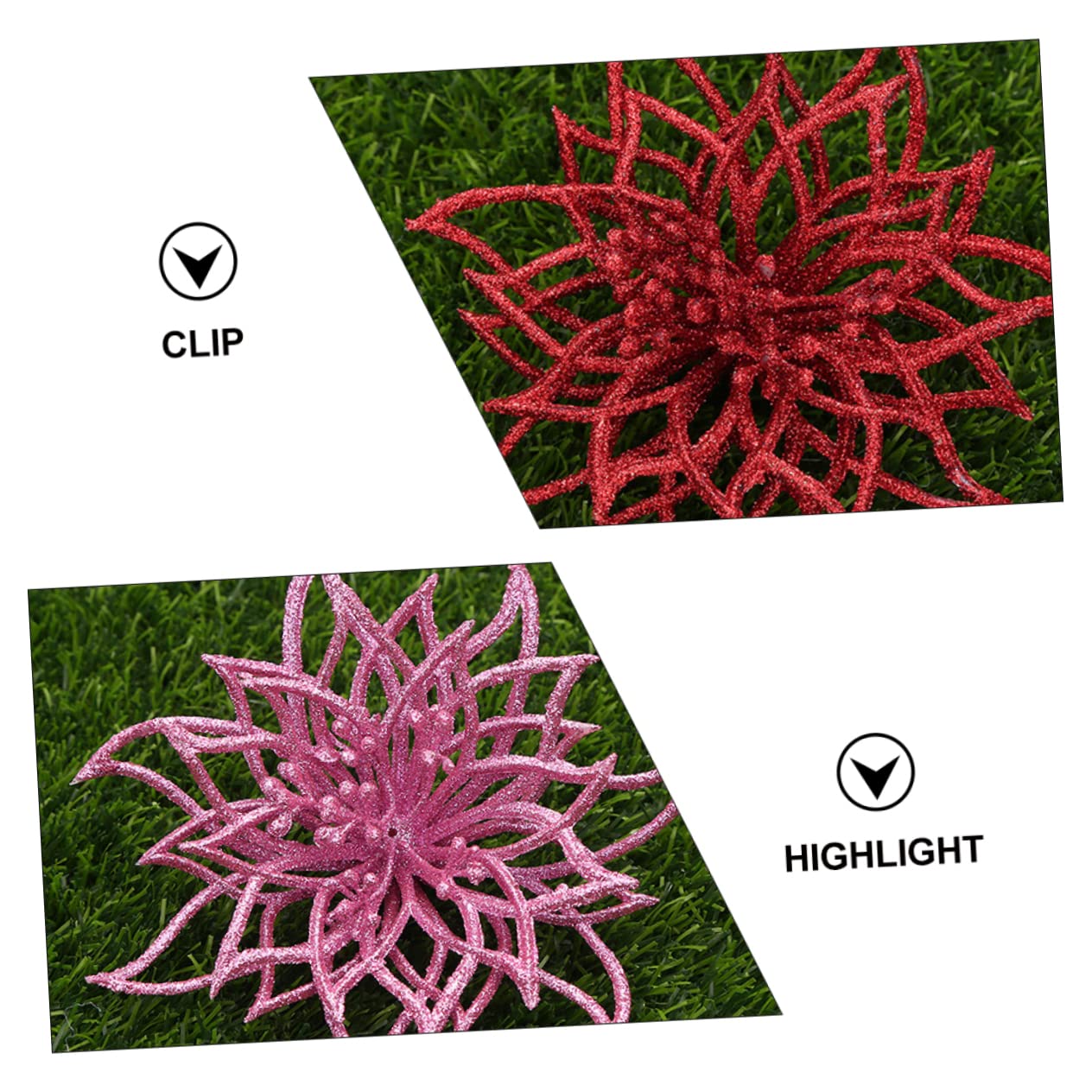 10pieza Flores Artificiales De Navidad Brillantes para Decoración De Fiesta Accesorios De Flores para Guirnalda y Árbol De Navidad Adorno De Poinsettia para Bodas y Celebraciones