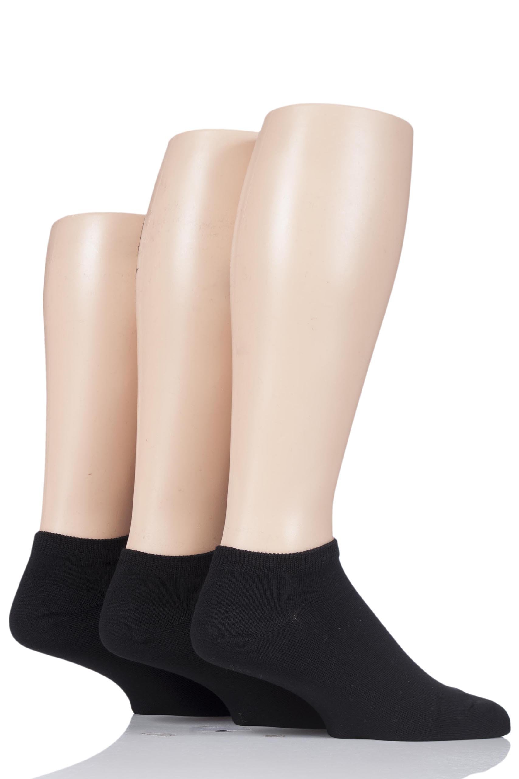 Glenmuir Men's Black E2050 3 Pair Plain Bamboo Trainer Socks 7-11