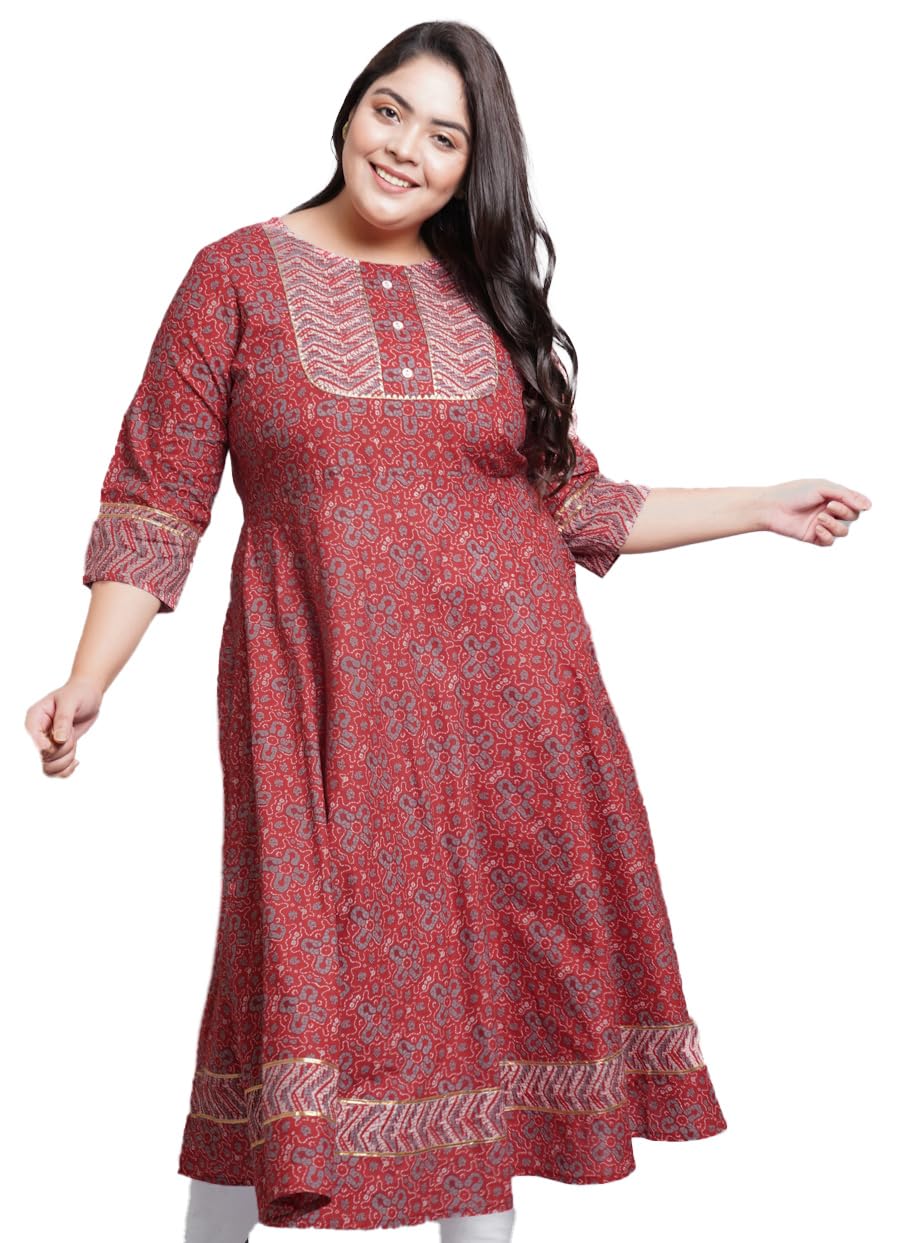 Women's Cotton Floral Print Anarkali Kurta For Summer