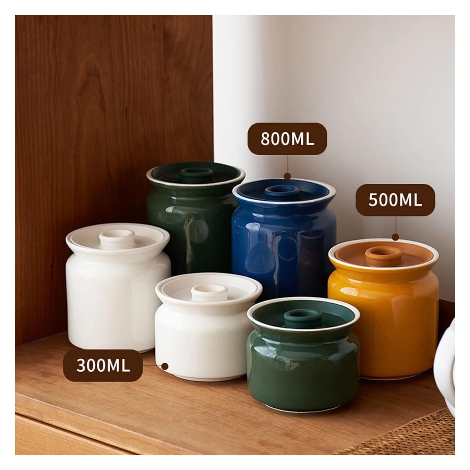 Sucrier, sucrier, sucrier avec couvercle hermétique, pot de stockage de sucre de couleur unie, pot à sucre, récipient à sucre pot à épices-blanc(Yellow,10x15.5cm)