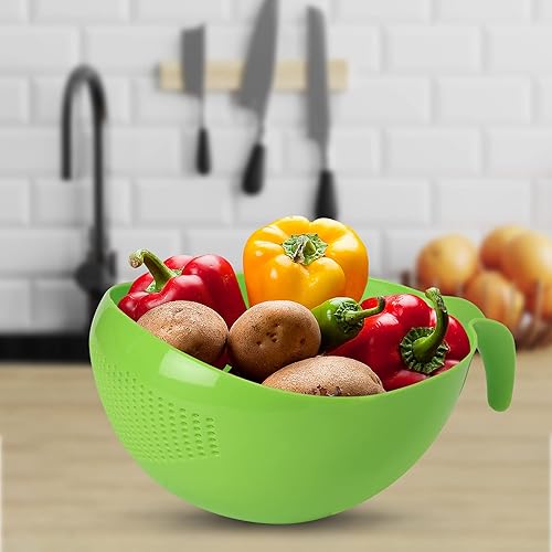 Miniatura 3 de Colador de lavadora de arroz resistente con asa, colador para lavar verdurasarroz, colador para limpiar frutas, verduras y frijoles, 2.1 cuartos de