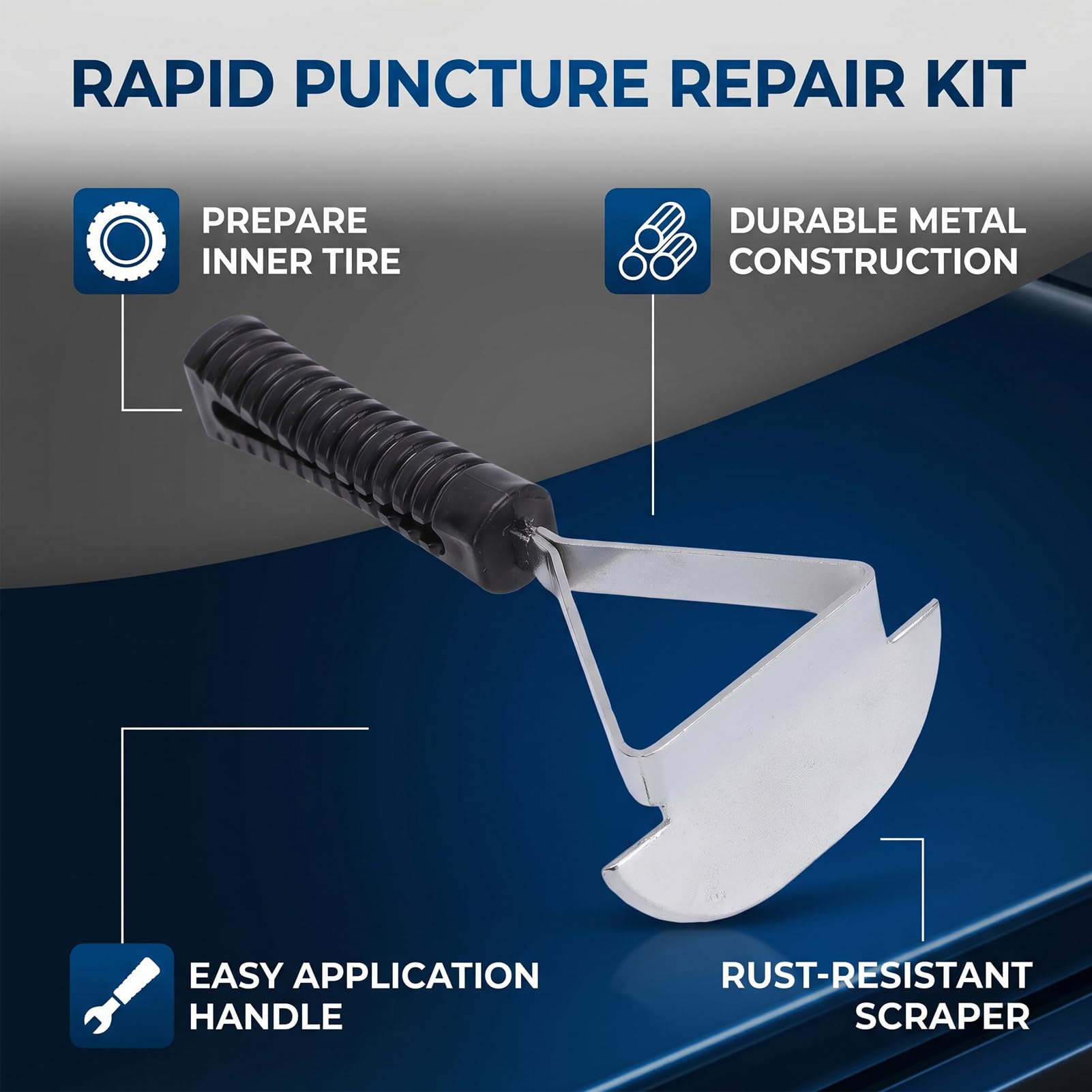 Kit di Riparazione Pneumatici 48 Pezzi, Set di Toppe e Tappi in Gomma con Rullino Raschiatore e Ruota Abrasiva per Auto