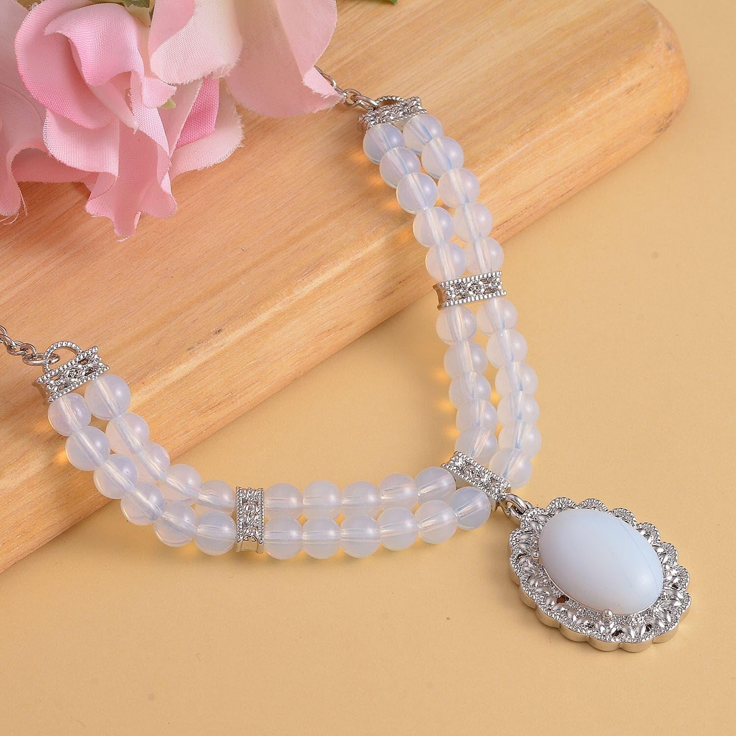 Gemstones Mix Silvertone Beaded Necklace for Women Jewelry Size 18-20" Birthday Christmas Gifts