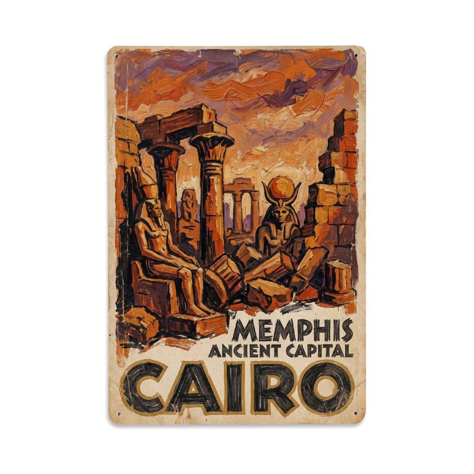 Gead 8X12inch Style Vintage Travel Cairo Memphis Metal Tin Sign