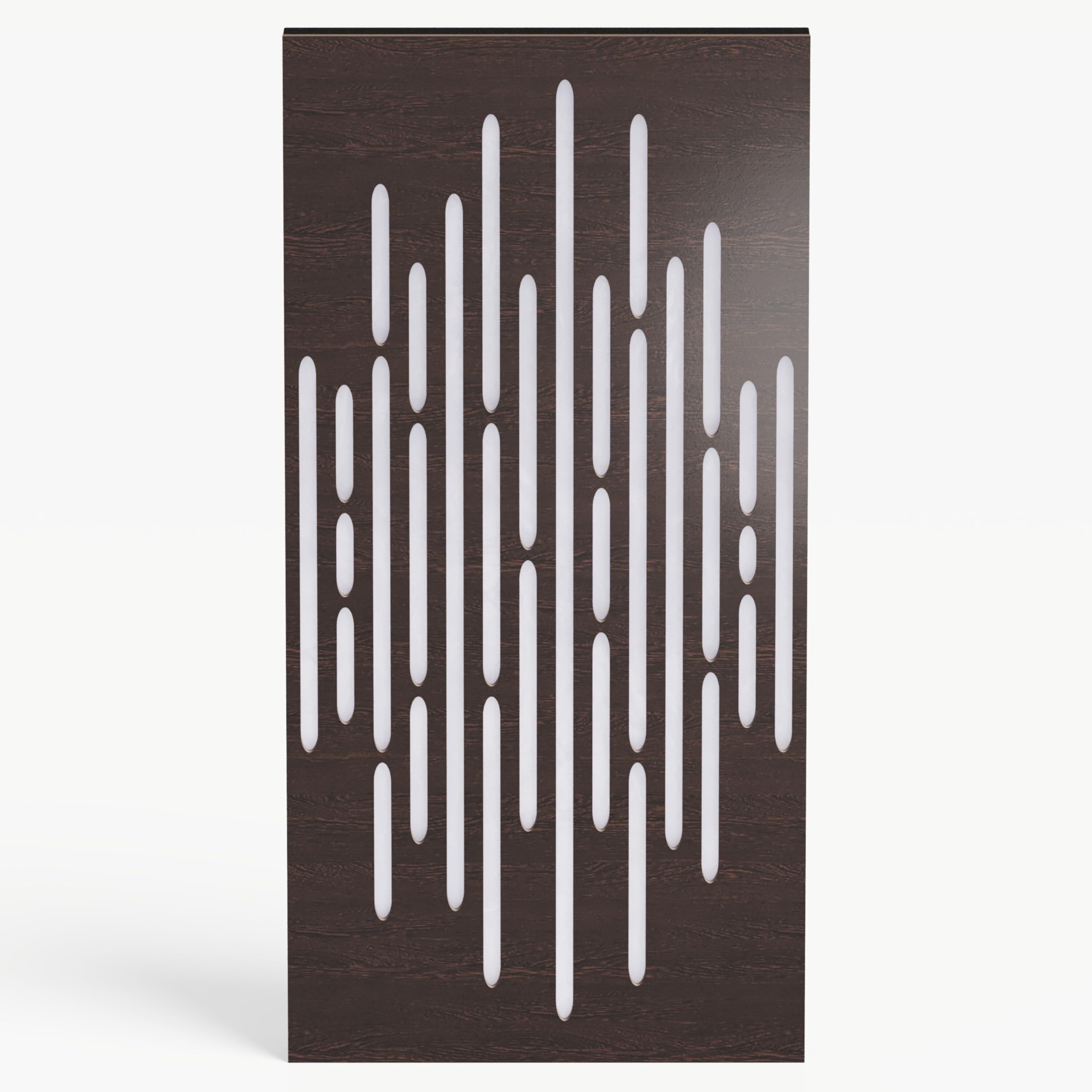 4-pak – wąskie płyty akustyczne z aksamitu | 50 x 25 cm | dekoracyjna kontrola hałasu i redukcja echa | pochłanianie dźwięku i dyfuzja | Kolor: [WAVE-F - Wenge | Biały]