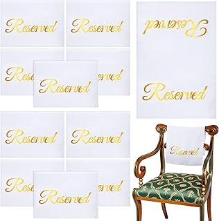 10 Pack Reserved Seating Chair Signs Church Pew Reserved Signs Cloths Placeholder for Wedding, Meeting or Event, 11.81 x 17.72 Inches(White)