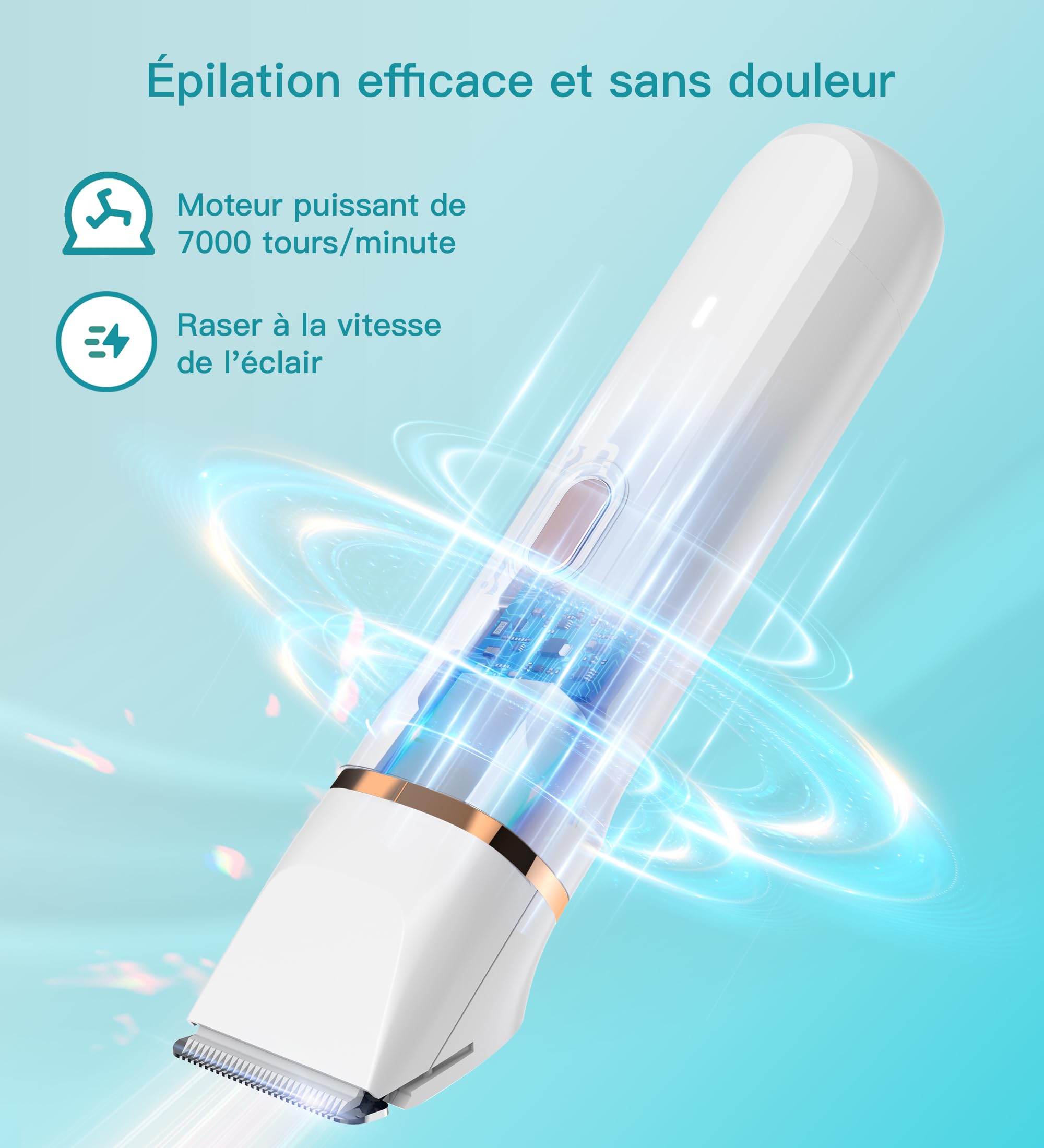 Hebeca Tondeuse de bikini électrique 3 en 1 pour femme – Rasoir faciale et intime pour peaux sensibles – Imperméable et rechargeable