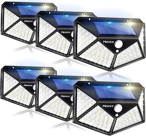 Luces solares para exteriores paquete de 6 unidades 100 LED3 modos de iluminación de 270  luces de seguridad con sensor de movimiento luces de pared