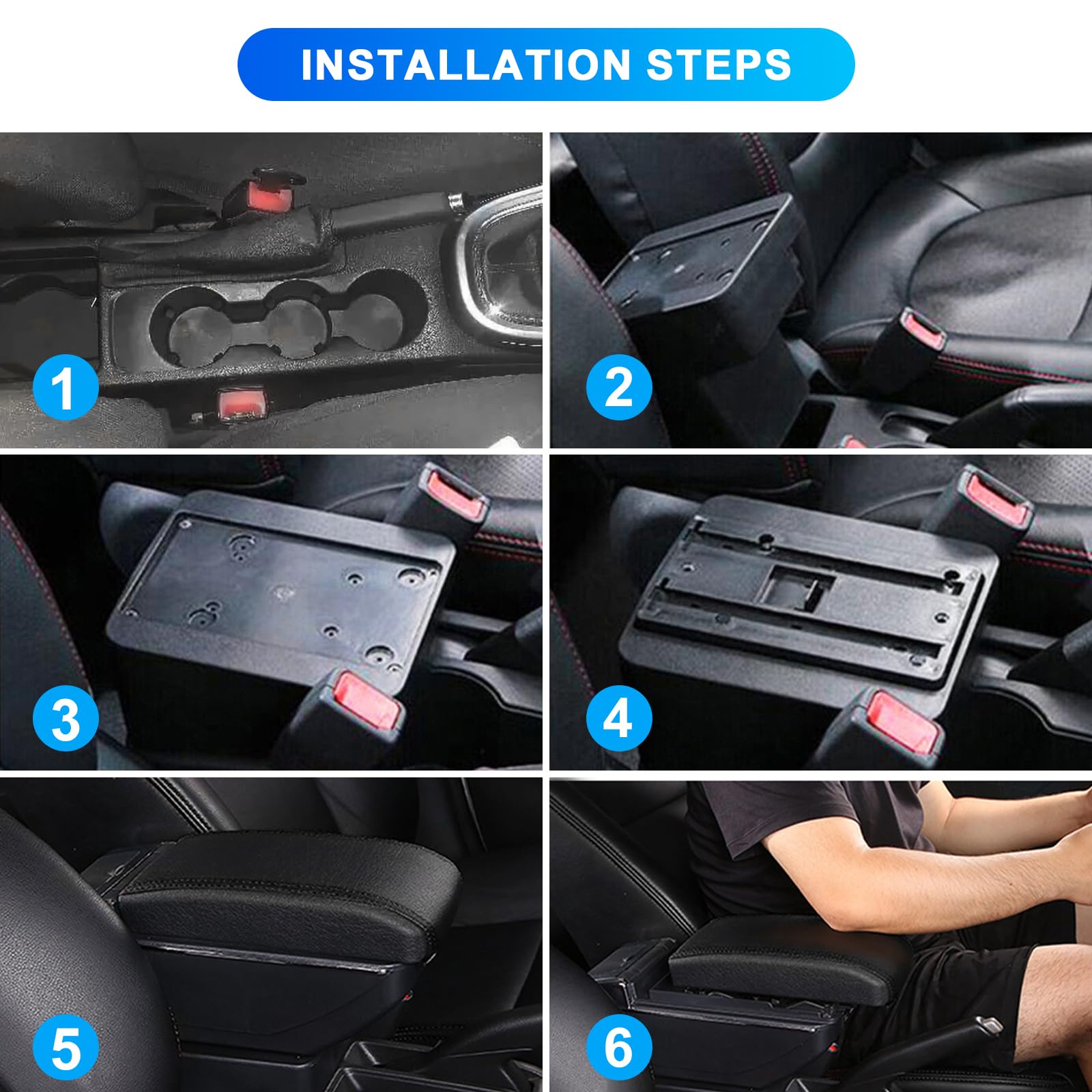 Auto Bracciolo Compatibile con Opel/Vauxhall Astra J 2009-2015 Scatola Portaoggetti per Bracciolo Console Centrale Poggiabraccio Braccio vano Portaogget Doppio Strato con 7 Porte di USB