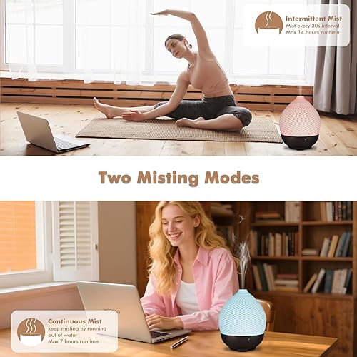 Miniatura 3 de Essential Oils Diffuser Ceramic 250ml - Ultrasonic Aromatherapy Diffuser 3D Printing Dome, Cool Mist Air Freshener with 2 Mist Modes 7 Colors LED