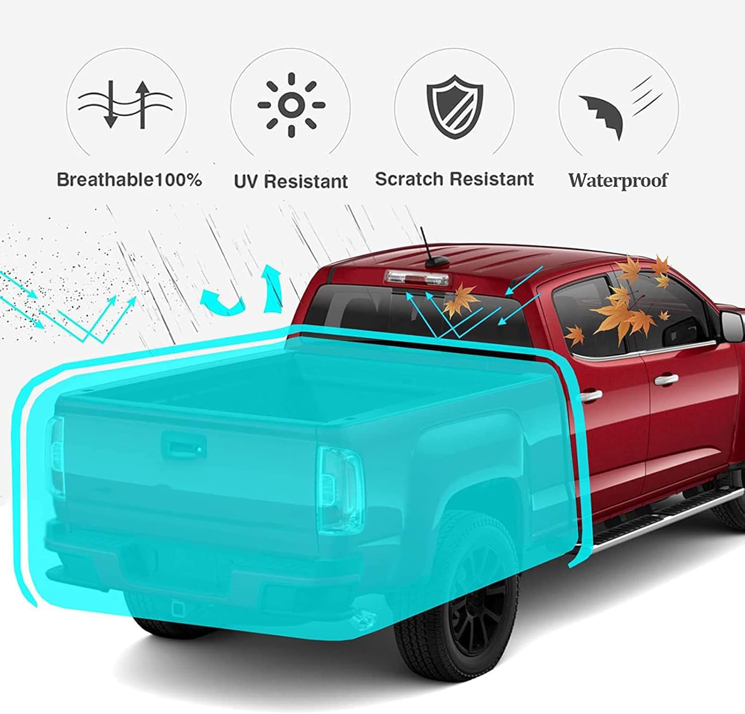 Truck Bed Tarp Cover for Ram 1500 Rebel (Off-Road), Water-Resistant Oxford Fabric Pickup Truck Bed Cover, Cargo Tarp Cover with Bungee Belts and Reflective Strip,A L177*W185CM