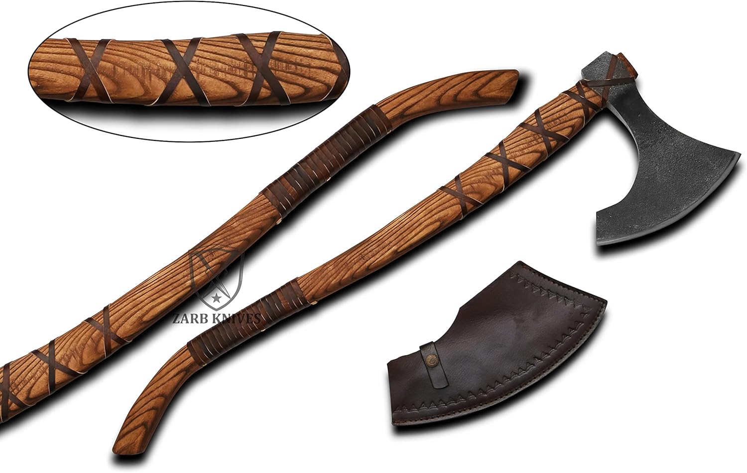 Two Handed Axe, Hand Forged Steel Axe, Norse Battle Axe, Scandinavian Style Viking Axe,Viking Bearded Tactical,Functional Viking Battle Bushcraft Axe, Battle Axe,