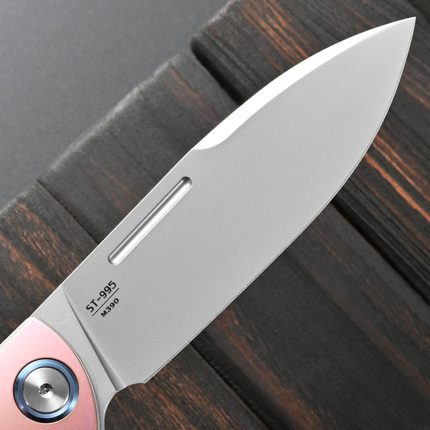 Sitivien ST995 Folding Pocket Knife,Handmade M390 Pearlescent Polishing Blade,Titanium & Carbon Fiber Handle EDC Tool Knife for Outdoor Camping,Hiking,Hunting,Survival(Pink) … …