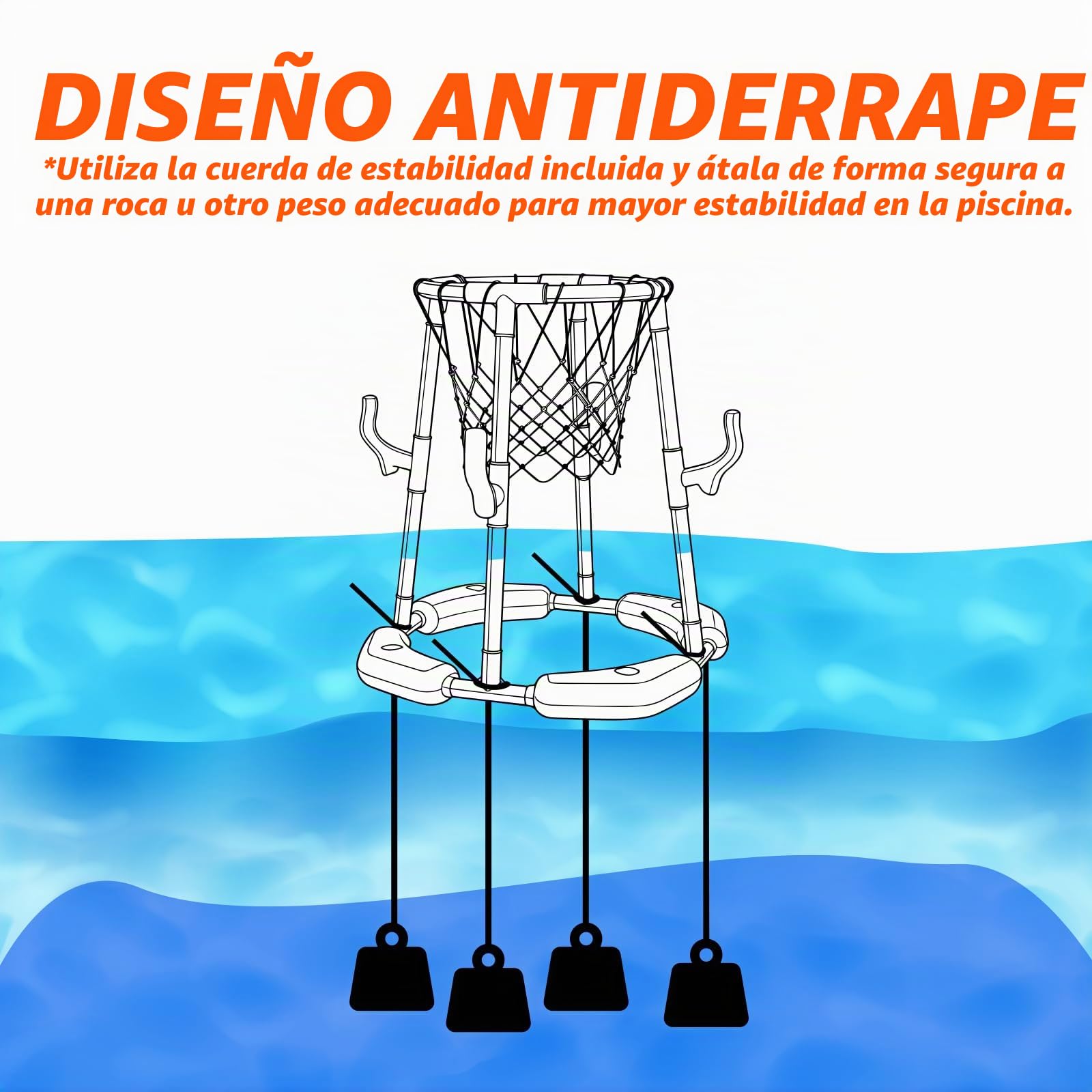 Set de canasta de baloncesto para piscina Doviden_Canasta de baloncesto flotante para piscina con 4 pelotas de agua, bomba y aros, juguete de piscina 2-en-1 para adultos, adolescentes/niños, juguete