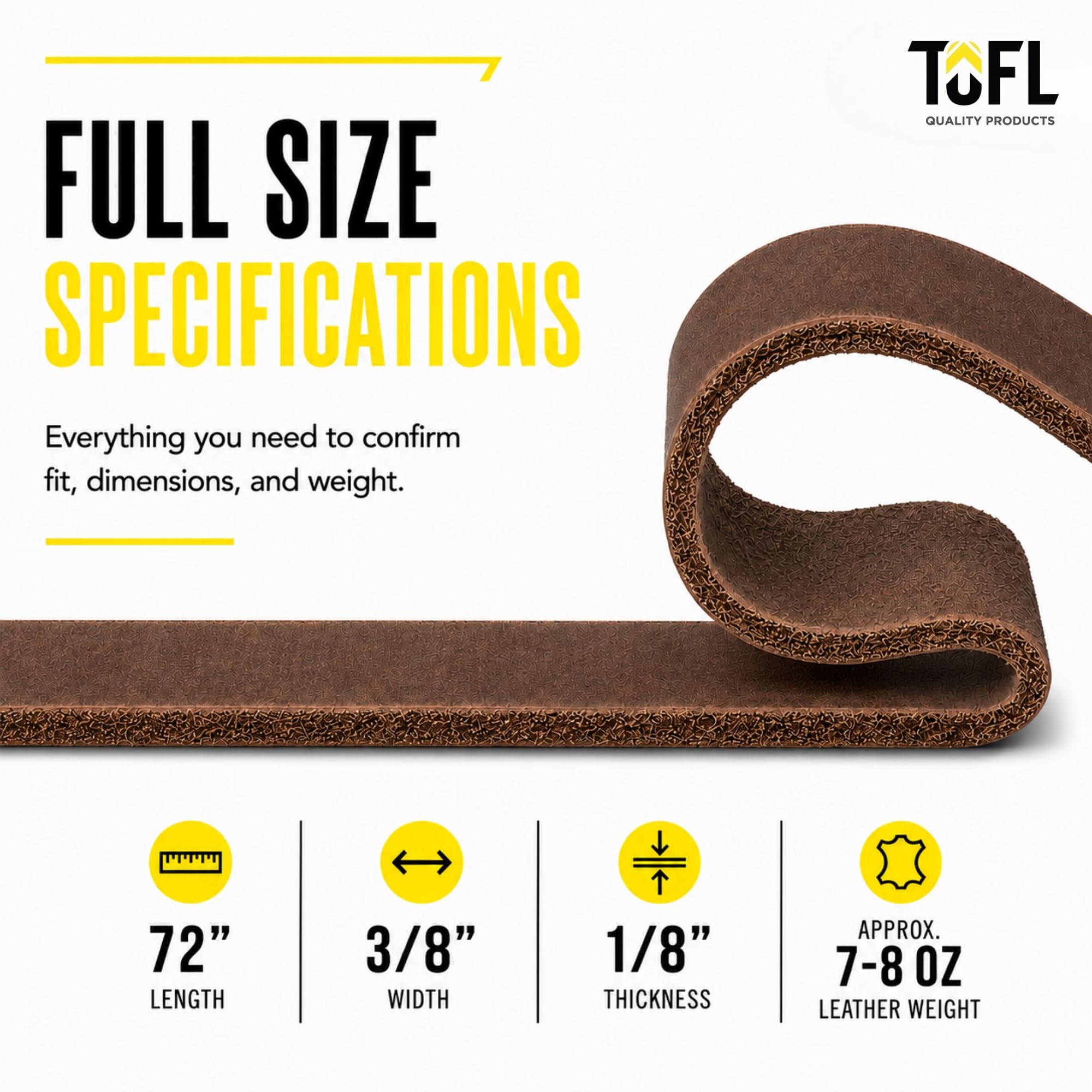 TOFL Armband aus echtem genarbtem Leder, 183 cm lang, 1,9 cm breit, 0,9 cm dick, 1 Lederstreifen für DIY-Kunst- und Bastelprojekte, Kleidung, Schmuck, Verpackung | Braun