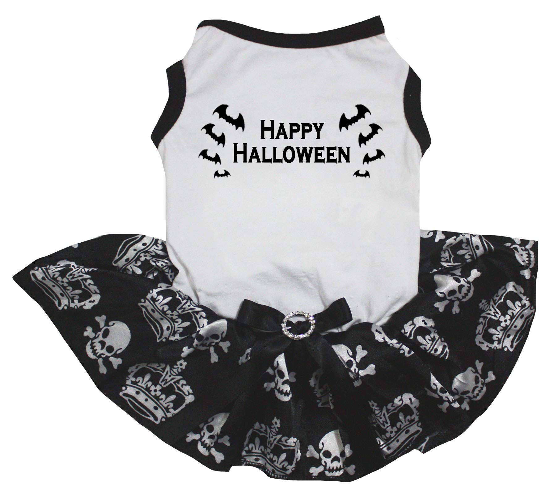 Robe pour chien imprimé chauve-souris blanc et noir taille XXXL