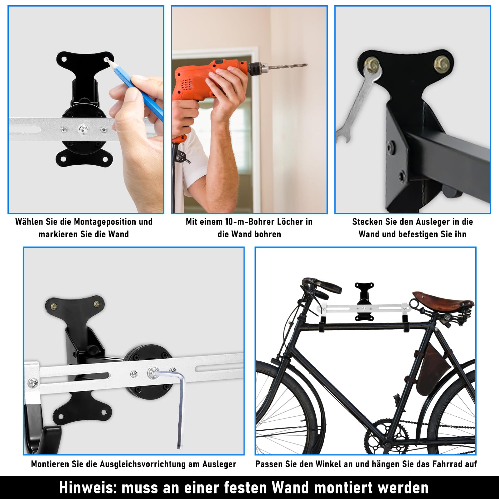 Portabici Da Garage SEGAWE - Parcheggio A Pavimento Regolabile Per 5 Biciclette (Interno/Esterno)