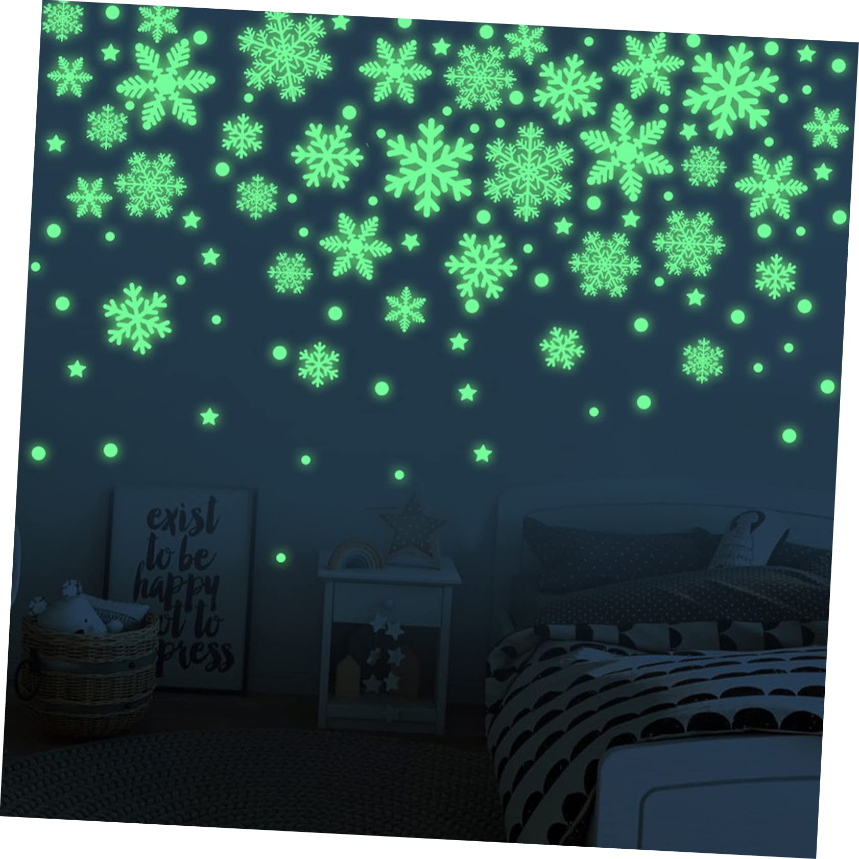 FRCOLOR 12 Blätter Weihnachtsaufkleber Winteraufkleber Schneeflocken-aufkleber Weihnachtsfensteraufkleber Leuchtender Schneeflockenaufkleber Fluoreszierender Wandaufkleber Weiß Pvc