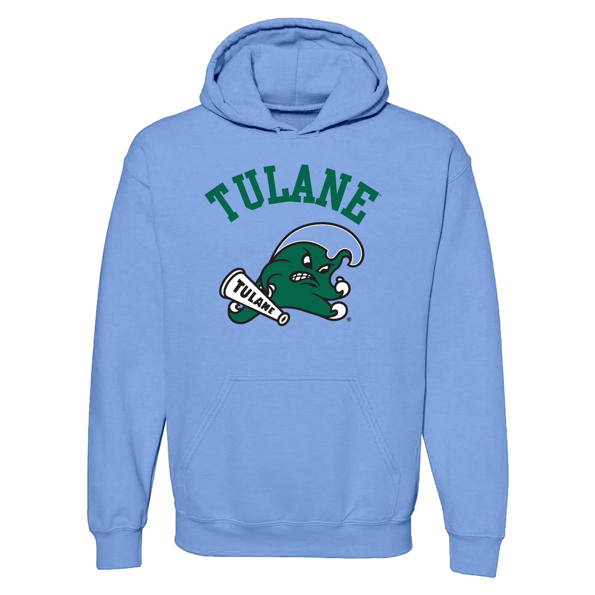 UGP Campus Apparel NCAA Officially licensed College - University Team Color Arch Logo Hoodie, Tulane Green Wave Carolina Blue, Medium โ image 1