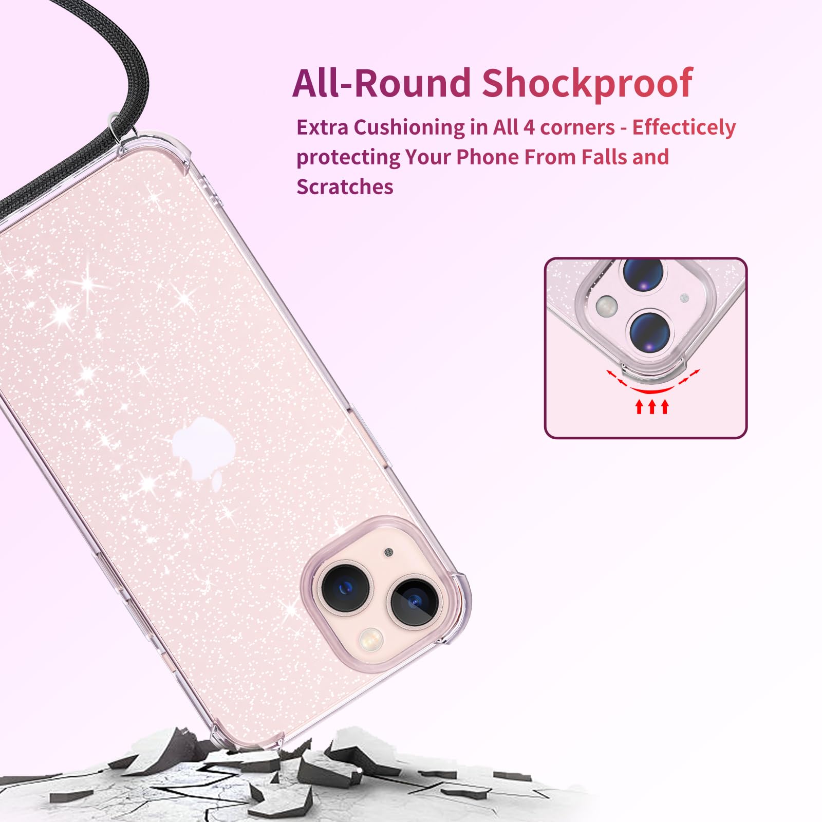 Tybiky, custodia compatibile con iPhone 13 Mini in TPU, adorabile scatola con fiocco a fiocco glitterato, motivo colorato carino, fiocco a fiocco resistente agli urti, trasparente brillante