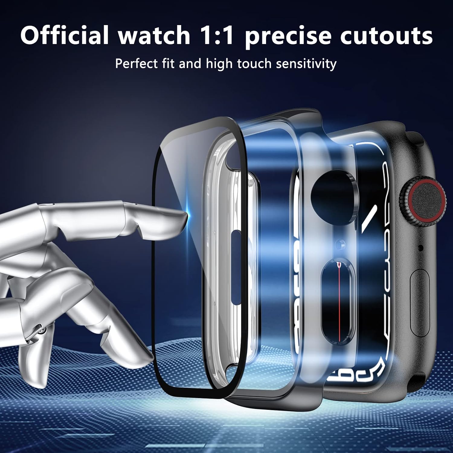 GEAK Compatible with Apple Watch Case 42mm, HD High Sensitivity Tempered Screen Protector for iWatch Case 42mm Series 3/2/1 Women Men 4pack Black/Lavender/Colorful/Silver
