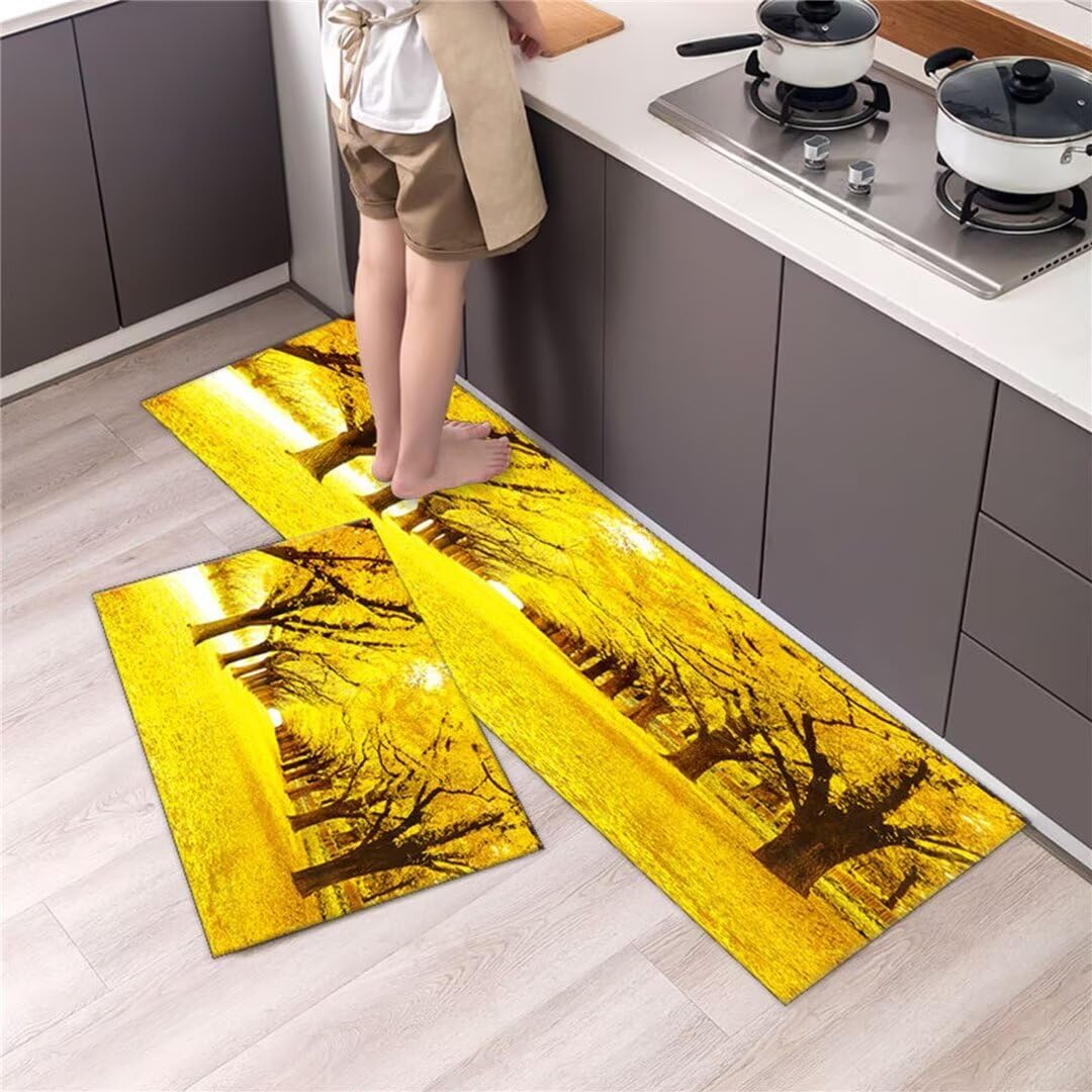 Alfombras de cocina acolchadas para proteger tus pies y suelos, juego de 2 alfombras con paisaje