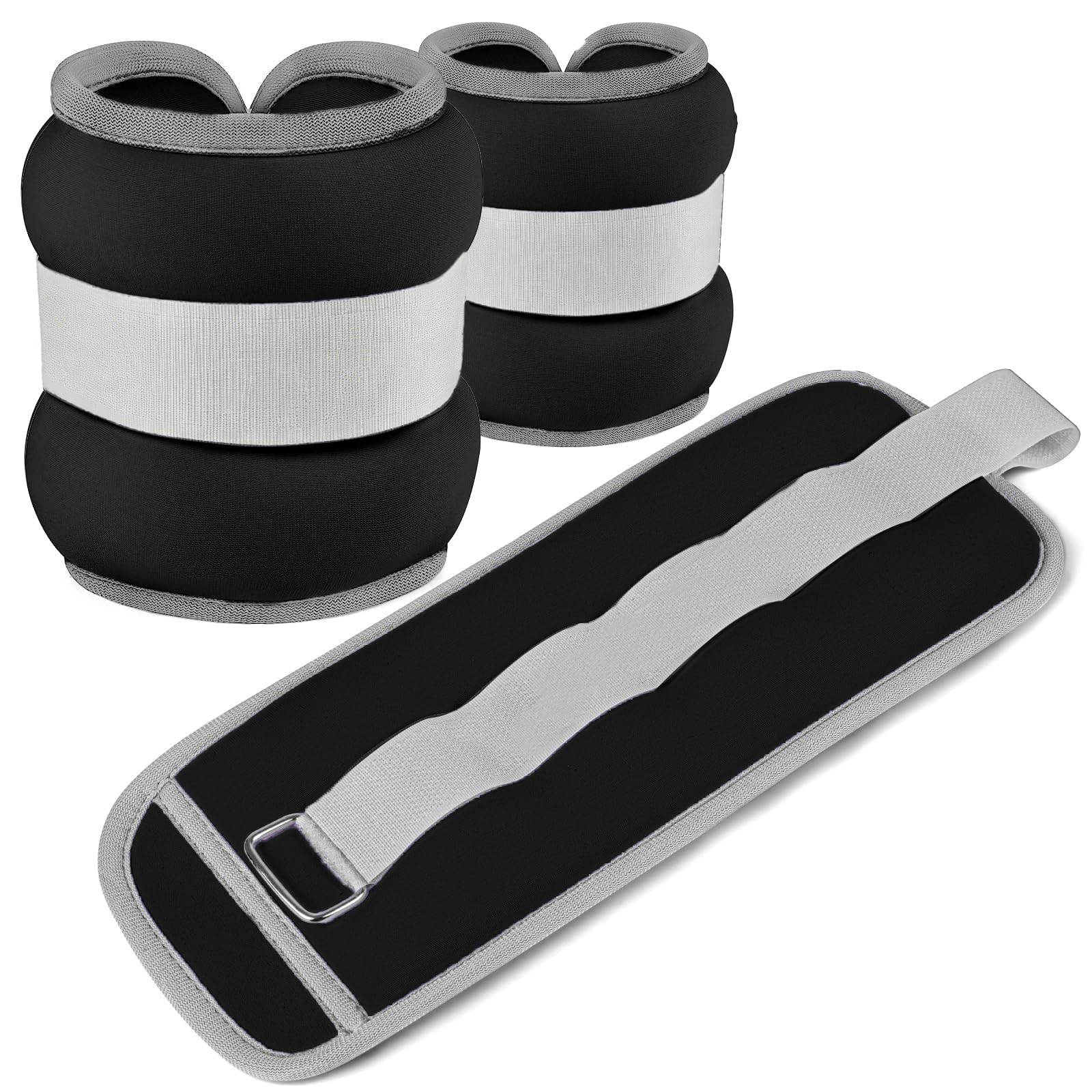 1 Pair of Weight Cuffs for Wrists Ankle, Ankle Weights Set, Weight Cuffs Hand Foot, Arm Weights Ankle Weight for Fitness, Running, Gymnastics, Yoga, Dancing (Black, 1.5 kg Total)