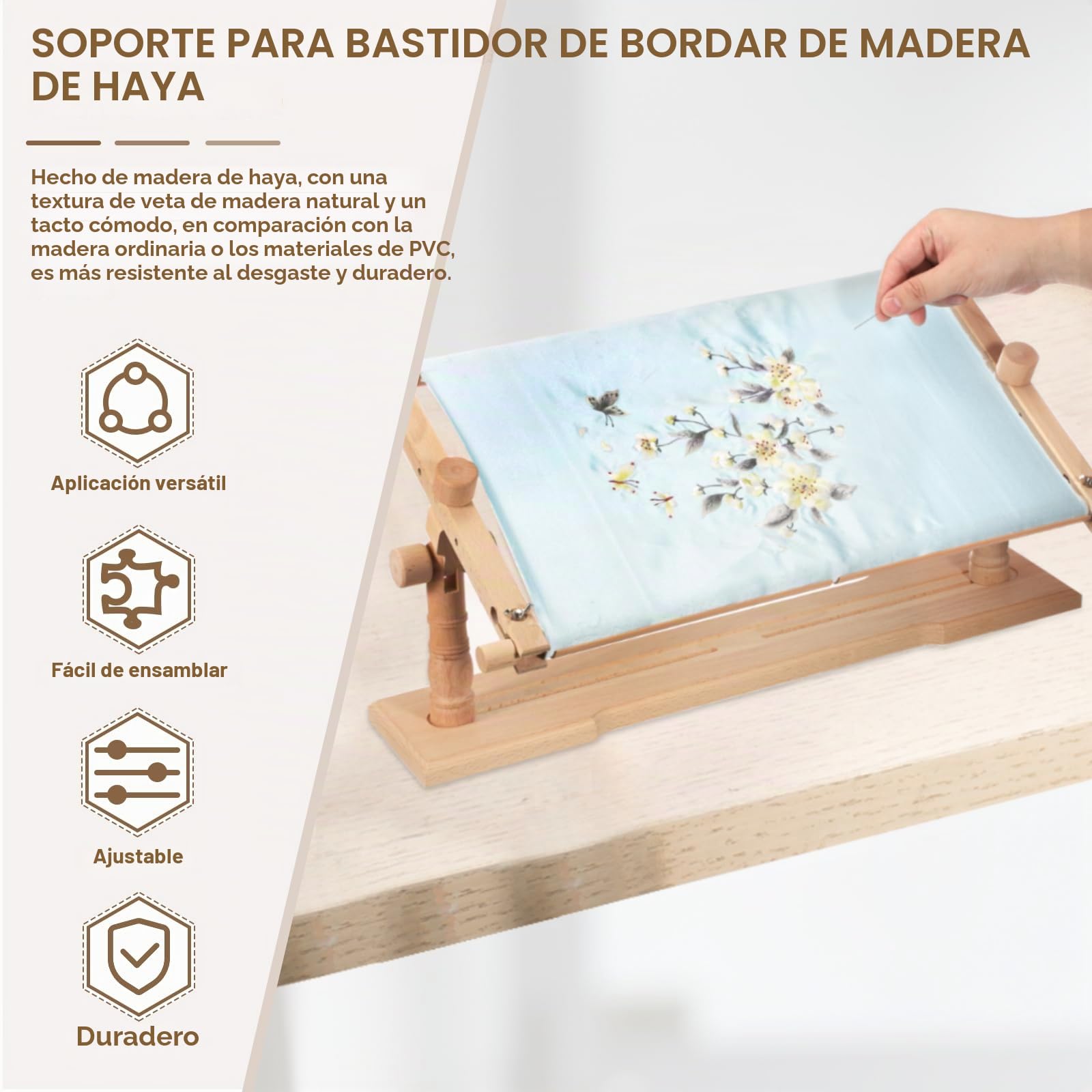 PATIKIL Soporte Para Bastidor De Bordado Soporte Giratorio Ajustable | De Madera De Haya, Para Bordado A Punto De Cruz, Para Proyectos De Artesanía DIY, Costura Y Labores De Aguja, Estilo 2