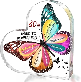 80th Birthday Gifts for Women Her, Acrylic Heart Sign Birthday Decorations Presents, 80 Year Old Bday Gifts for Mom, Aunt, Grandma, Sister, Best Friends, Wife, Her
