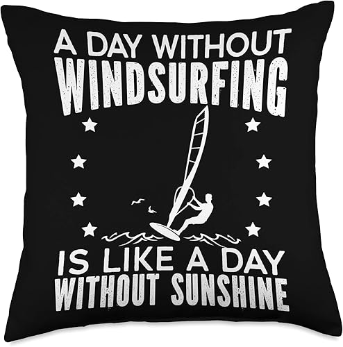 Windsurfer Surfer Windsurf Apparel Windsurfing Surfing Board Water Sports Throw Pillow, 18x18, Multicolor