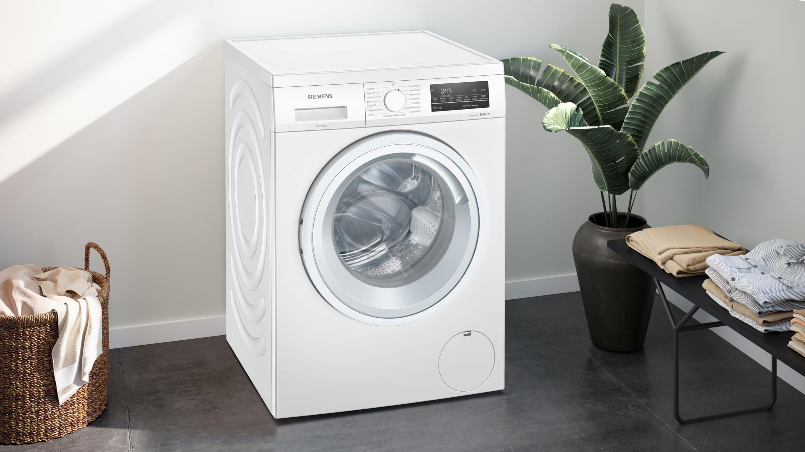 Siemens WU14UT22 iQ500 - Lavadora de bajo montaje (9 kg, velocidad de programas, pantalla LED, programa de exterior, motor iQdrive)