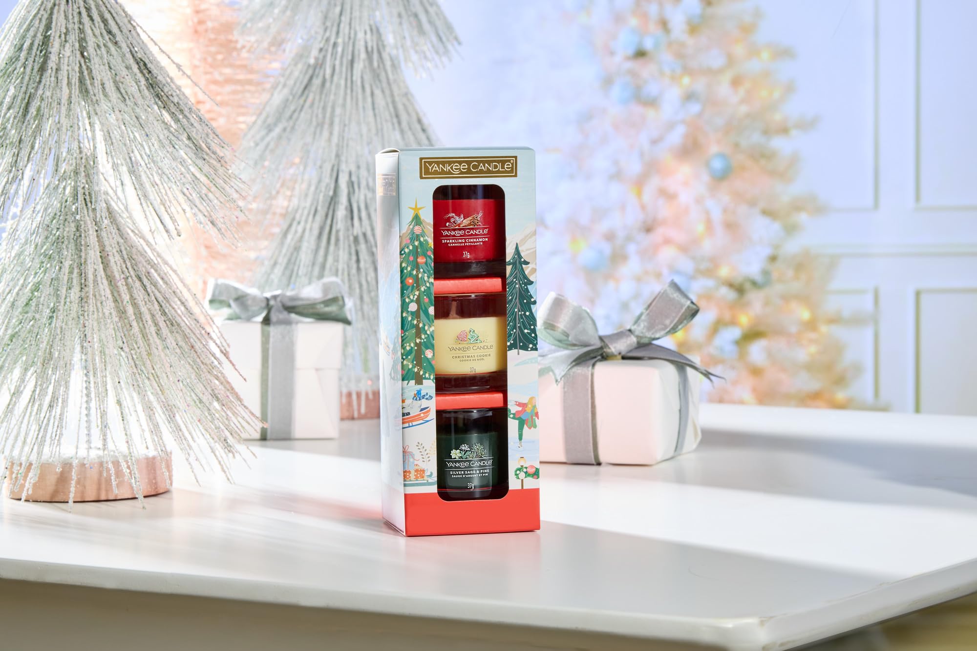 Yankee Candle Coffret cadeau 3 mini bougies Fêtes de fin d'année - Contenu : 3 mini bougies votives