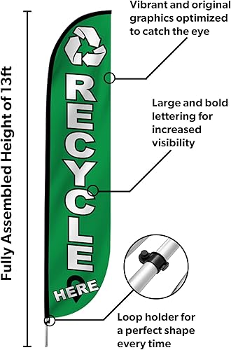 Miniatura 2 de LookOurWay Juego de banderas de plumas, bandera publicitaria de 12 pies con postes de fibra de vidrio y punta de tierra para promoción de negocios,