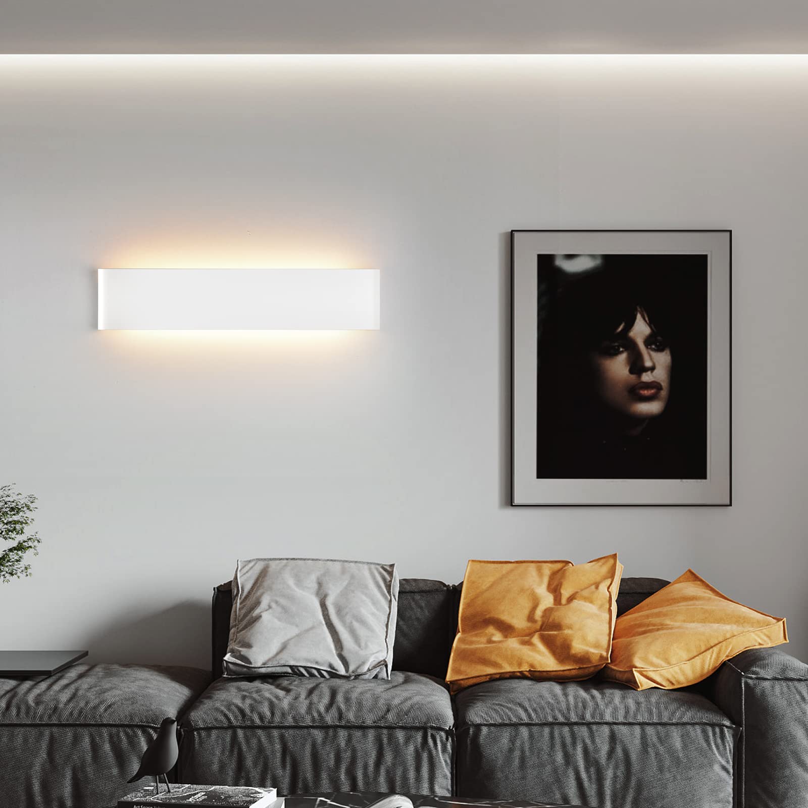 Mille Lucciole Applique da parete Interno 24W Lampada da Parete Moderno 2880LM Applique LED 4500K Bianco Neutro Lampada da Parete LED 41CM Lampada a Muro Per Soggiorno Camera da Letto【2 Pezzi Bianco】