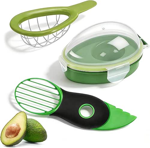 Avocado 3 Piece Set, Includes Avocado Slicer, Cutter and Airtight