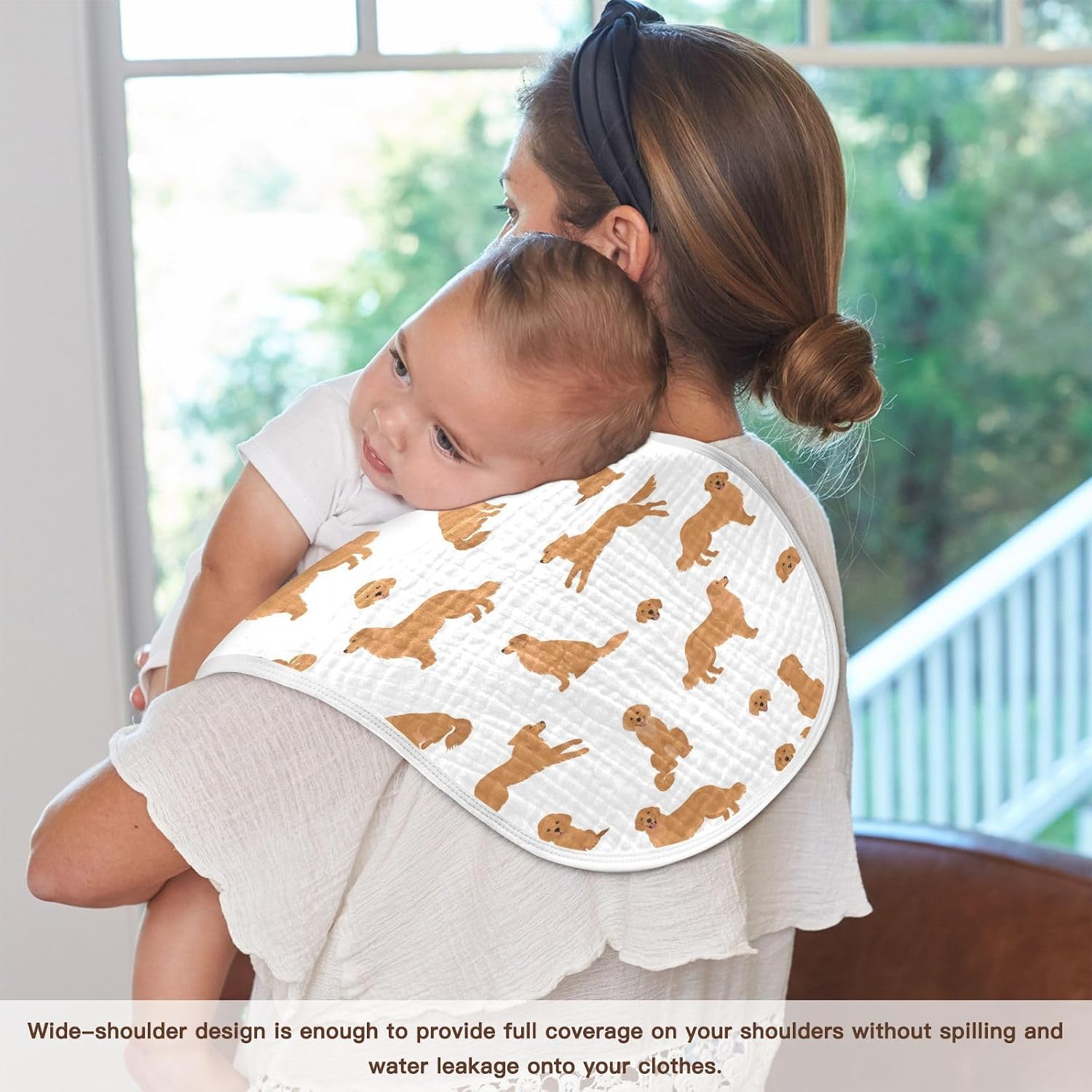 Muslin Burp Cloths for Baby Boys and Girls - 2-Pack Ultra Absorbent Golden Retriever Dogs Muslin Washcloths, Newborn Towel, Milk Spit Up Rags, Burp Cloth Bib for Unisex, 22 x 11 Inch