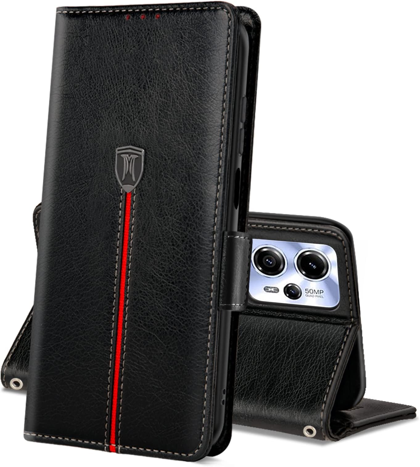 Étui Portefeuille Pour Motorola Moto G86 – Cuir PU Avec Rabat Magnétique – Support Pliable, Compartiments Cartes – Protection Antichoc – Noir - 2