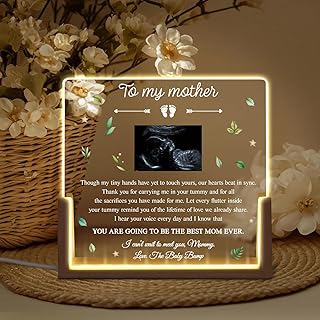Ultrasound Photo Lamp Light for Mom, Sonogram Picture Frame Acrylic Plaque Night Light, Heartwarming Ultrasound Gift for First Time Moms, Pregnancy Announcement Ideas