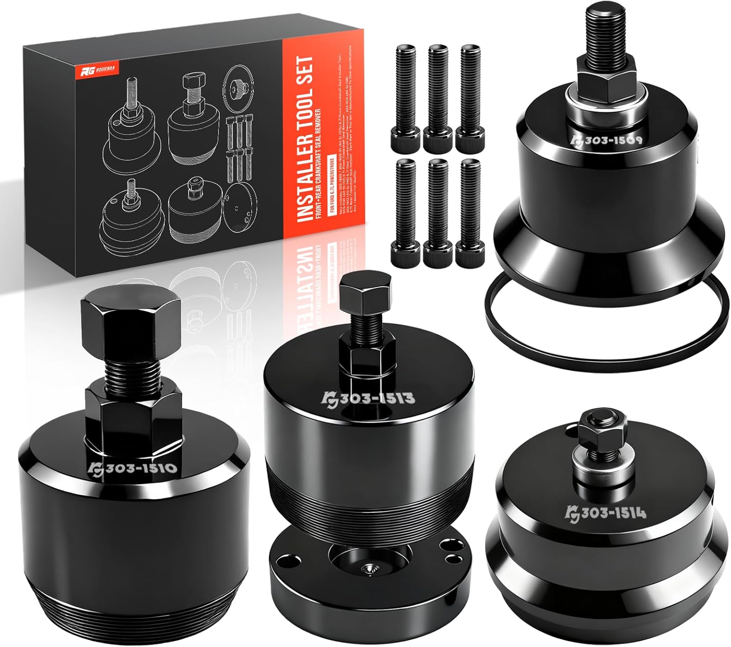 Front+Rear Crankshaft Seal Remover & Installer Tool Set for Ford 6.7L Powerstroke Diesel 2011-2022 F250 F350 F450 F550 F650 F750 Super Duty, Replaces 303-1509 303-1510 303-1513 303-1514