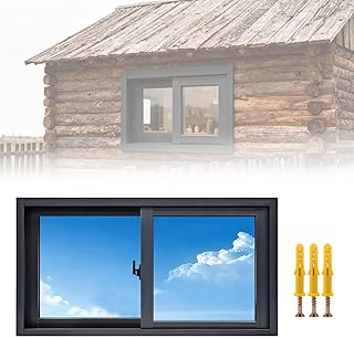 Basement Window for Houses Sliding Window with Screen & Thermal Insulation Soundproof Tempered Glass Aluminum Alloy Frame Replacement Windows for Bathroom Shed Easy to Install(Dark Gray,Custom Sizes)