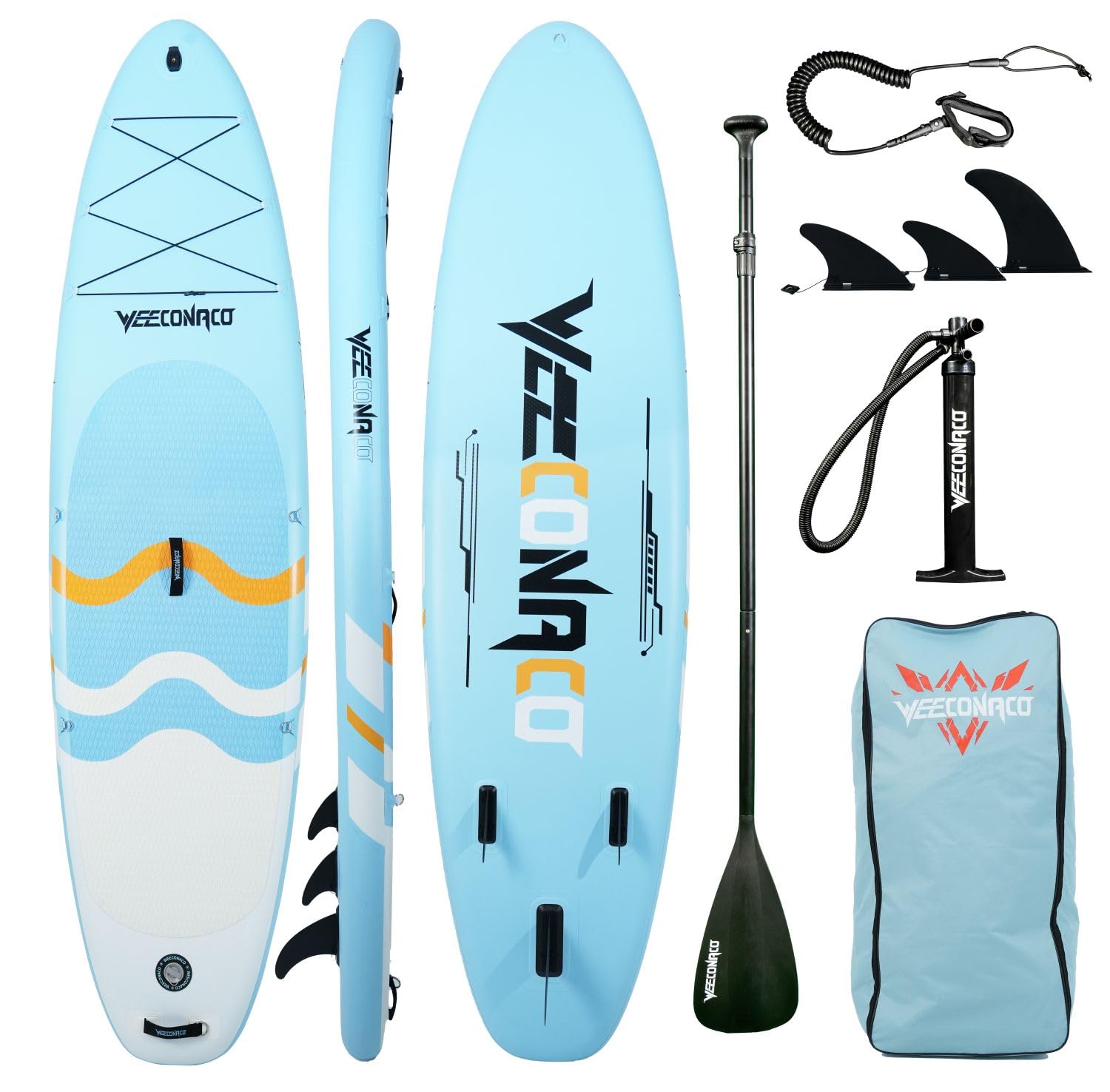 10'6 inch Sup Board Set, 320cm Stand Up Paddling Board Aufblasbar, Fortgeschrittene, 200kg,Komplettes Zubehör, Verstellbares Paddel, Anfänger,Mit Universal Kamerahalterung