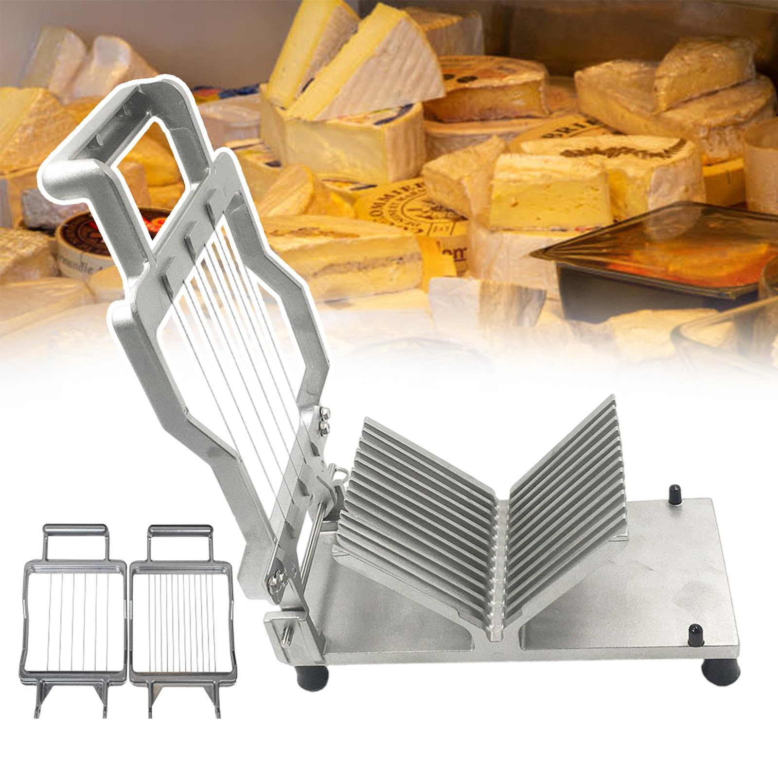 Cortadora Queso Comercial,Cortadora Queso Alambre Acero Inoxidable,Tabla Cortar Cortadora Queso Acero Inoxidable,con 2 Cuchillas Acero Inoxidable De 1 Cm/2 Cm